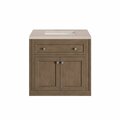 James Martin Vanities Chicago 30in Single Vanity, Whitewashed Walnut w/ 3 CM Eternal Marfil Quartz Top 305-V30-WWW-3EMR